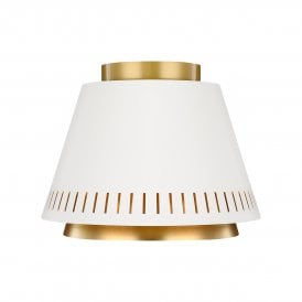 CARTER Flush Ceiling | Matte White & Burnished Brass