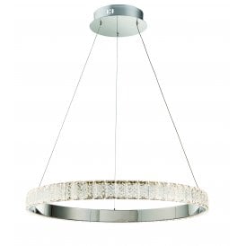CELESTE Hoop Pendant Crystal & Polished Chrome