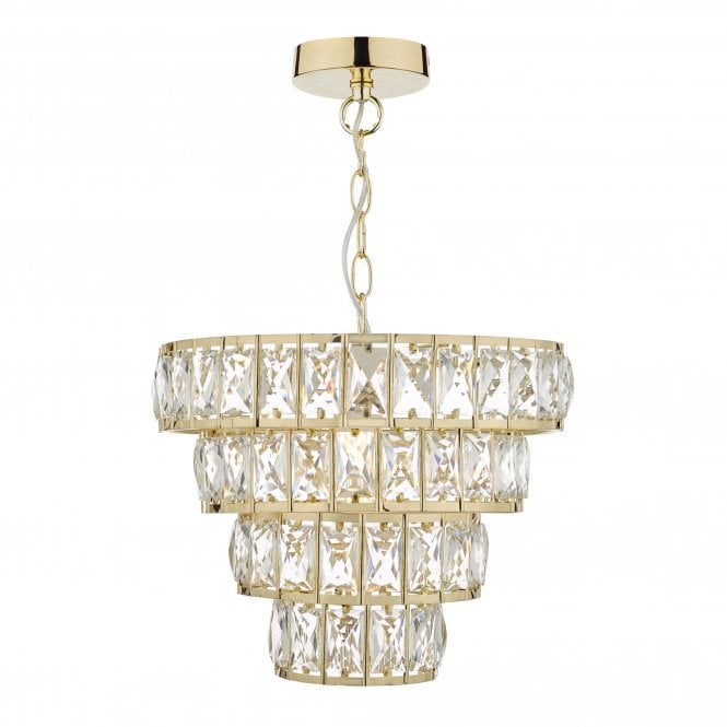 CERYS 1 Light 4 Tier Pendant | Modern Art Deco | Crystal & Gold