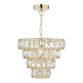 CERYS 1 Light 4 Tier Pendant | Modern Art Deco | Crystal & Gold