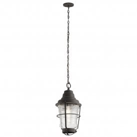 CHANCE Harbor 1 Light Chain Lantern in Weathered Zinc IP44 Rated for Outdoor Use