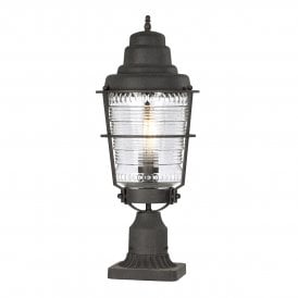 CHANCE Harbor 1 Light Pedestal Lantern in Weathered Zinc IP44 Rated for Outdoor Use
