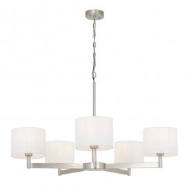 CHAPLIN 5 Light Ceiling Pendant With White Shades