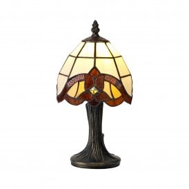 CHRISTIANA Small Tiffany Table Lamp Amber & Cream Glass