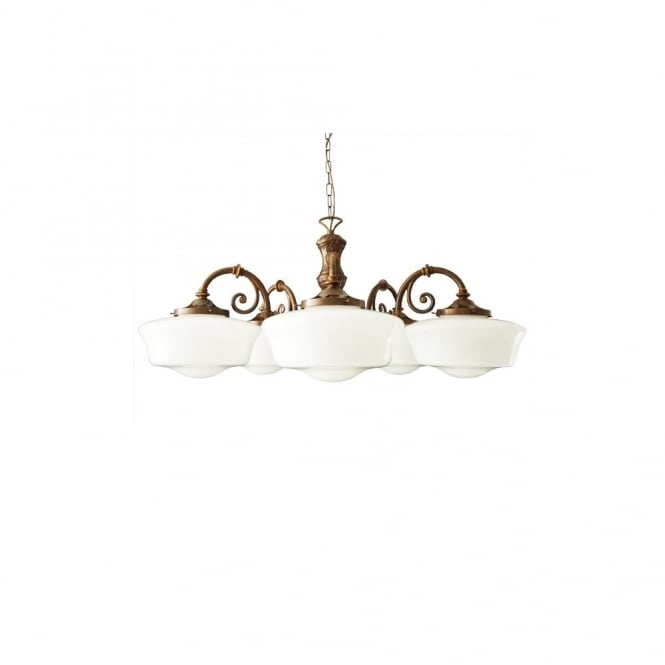 CLONES 1920's 5-Arm Schoolhouse Light Antique Brass