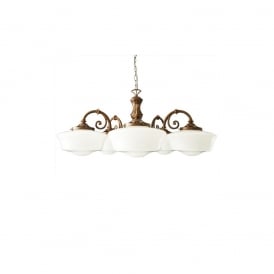 CLONES 1920's 5-Arm Schoolhouse Light Antique Brass