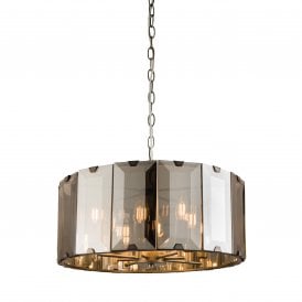 CLOONEY 8 Light Pendant | Dark Slate Grey Gloss Paint & Smoke Cut Glass
