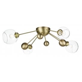 COSMOS 4 light Sputnik Style Semi Flush Light | Butter Brass