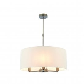 DALEY 3 Light Pendant | Dark Antique Bronze Effect Plate & Marble Faux Silk