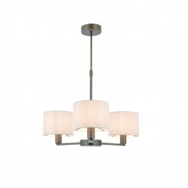 DALEY 3 Light Pendant | Dark Antique Bronze & Marble Faux Silk Fabric