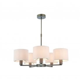 DALEY 5 Light Pendant | Dark Antique Bronze & Marble Silk Effect Shades