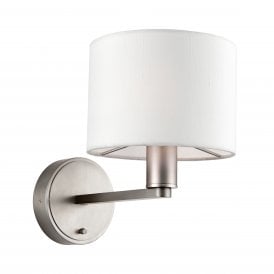 DALEY Wall Light | Matt Nickel Plate & Vintage White Faux Silk