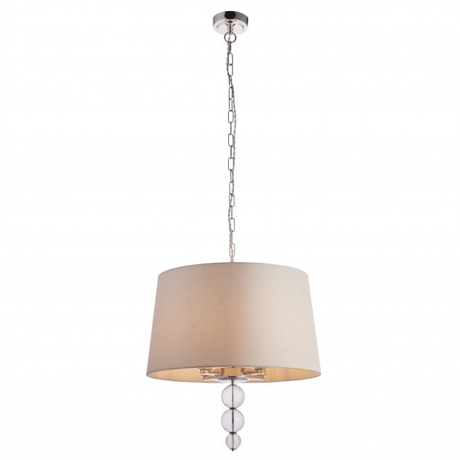 DARLASTON Boutique 4 Light Pendant | Polished Nickel, Marble Silk & Ribbed Glass