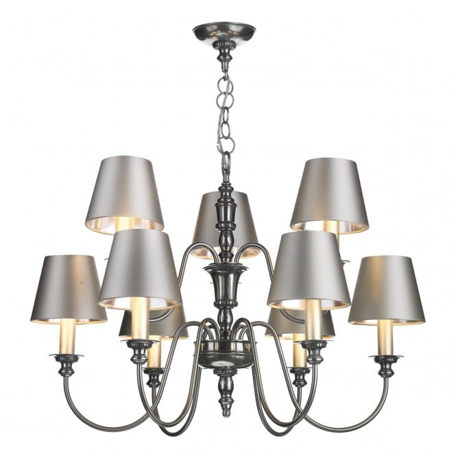 DICKENS 9 Light Ceiling Pendant Pewter (excludes shades)