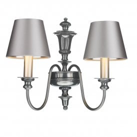 DICKENS Twin Wall Light Pewter (excludes shades)