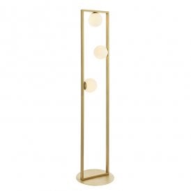DISTINCTION Geometric Shaped Brushed Gold Floor Light With Opal Glass