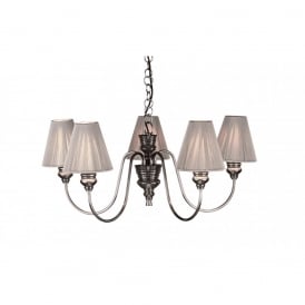 DOREEN Traditional Ceiling Pendant 5 Light Polished Pewter