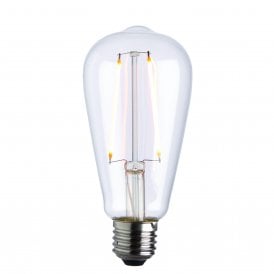 E27 Led Filament Bulb Pear 2W | Clear Glass & Chrome Effect