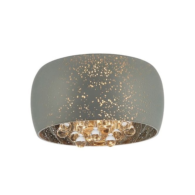 ECLIPSE Flush Ceiling Pendant | Starry Galaxy | Silver Chrome & Clear Glass Drops
