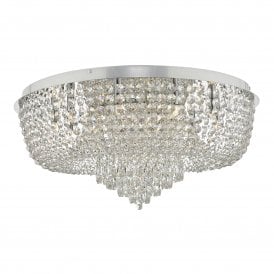EITAN 12 Light Flush Ceiling Light | Beaded Clear & Polished Chrome