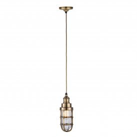 ELCOT Pendant Industrial Style | Burnished Brass & Clear Glass