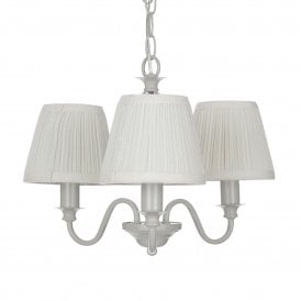 ELLIS 3 Light Ceiling Pendant in Dove Grey with Cotton Shades