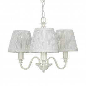 ELLIS 3 Light Ceiling Pendant in White with Cotton Shades
