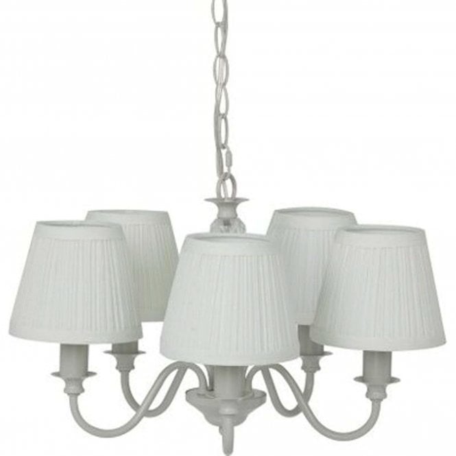 ELLIS 5 Light Ceiling Pendant in Dove Grey with Grey Cotton Shades