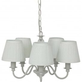 ELLIS 5 Light Ceiling Pendant in Dove Grey with Grey Cotton Shades