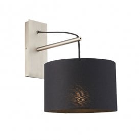 ELONGATE Wall Light In Matt Nickel With Black Shade