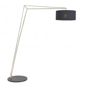 ELONGATE Xl Angular Floor Light In Matt Brass With Black Shade