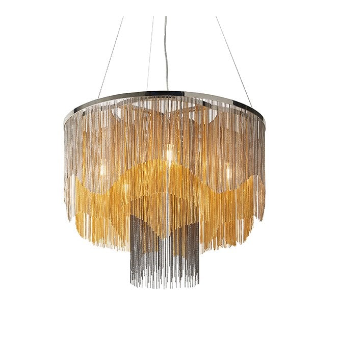 EMPHASIS Nickel, Gold And Black Fine Chain Chandelier