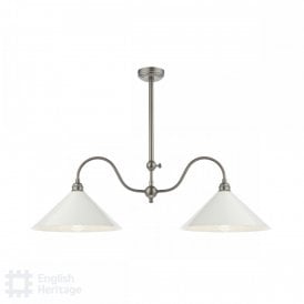 rubbed bronze ceiling pendant bar with cream enamel shades