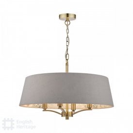 brass 4 light chandelier with taupe shade