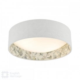 flush light with ivory shade and patterned lining