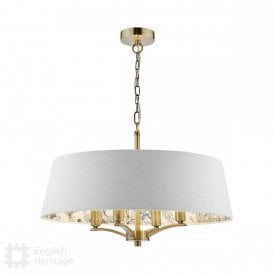 antique brass 4 light chandelier with ivory shade