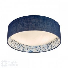 flush light with blue shade