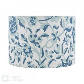 blue sprig patterned drum shade with white background