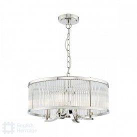 polish nickel 4 light pendant with shade of crystal rods