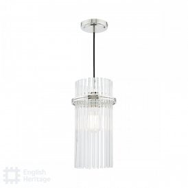 single ceiling pendant with crystal rods and nickel 