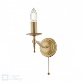brass candle style wall light with pull cord switch