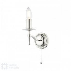 candle style wall light in polished nickel