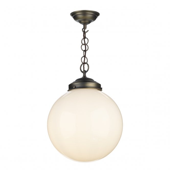 FAIRFAX 1 Light Pendant Antique Brass/Opal Glass
