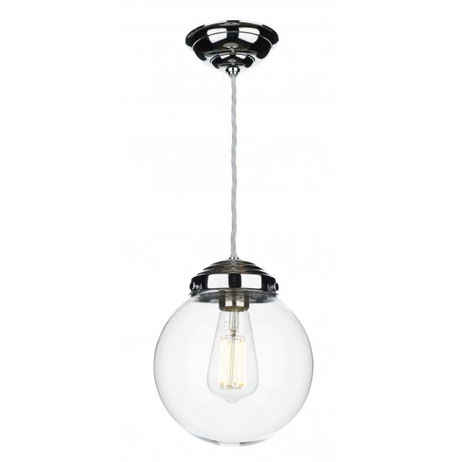FAIRFAX Small Glass Pendant | Polished Chrome Finish