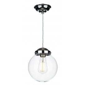 FAIRFAX Small Glass Pendant | Polished Chrome Finish