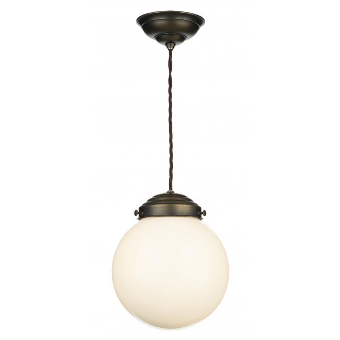 FAIRFAX Small Pendant Light | Antique Brass & Opal Glass