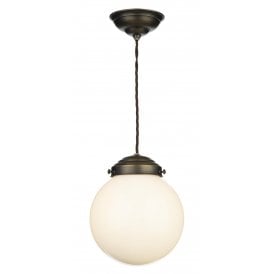 FAIRFAX Small Single Pendant | Antique Brass & Opal Glass