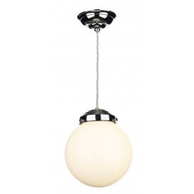 FAIRFAX Small Single Pendant | Polished Chrome & Opal Glass