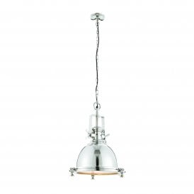 FENTON 1 Ceiling Pendant | Bright Nickel Plate & Sandblasted Glass