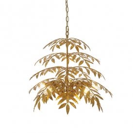 FERN Layered Leaf Chandelier In Gold